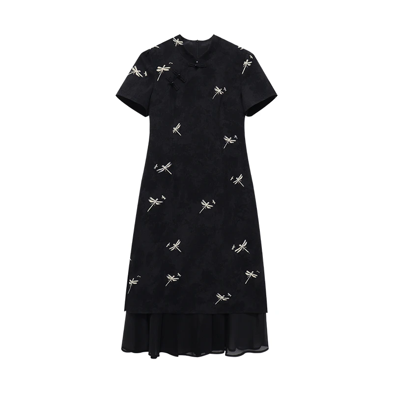 LX【如梦令】蛋妹大码女装微胖mm夏季新中式改良旗袍连衣裙DM29768