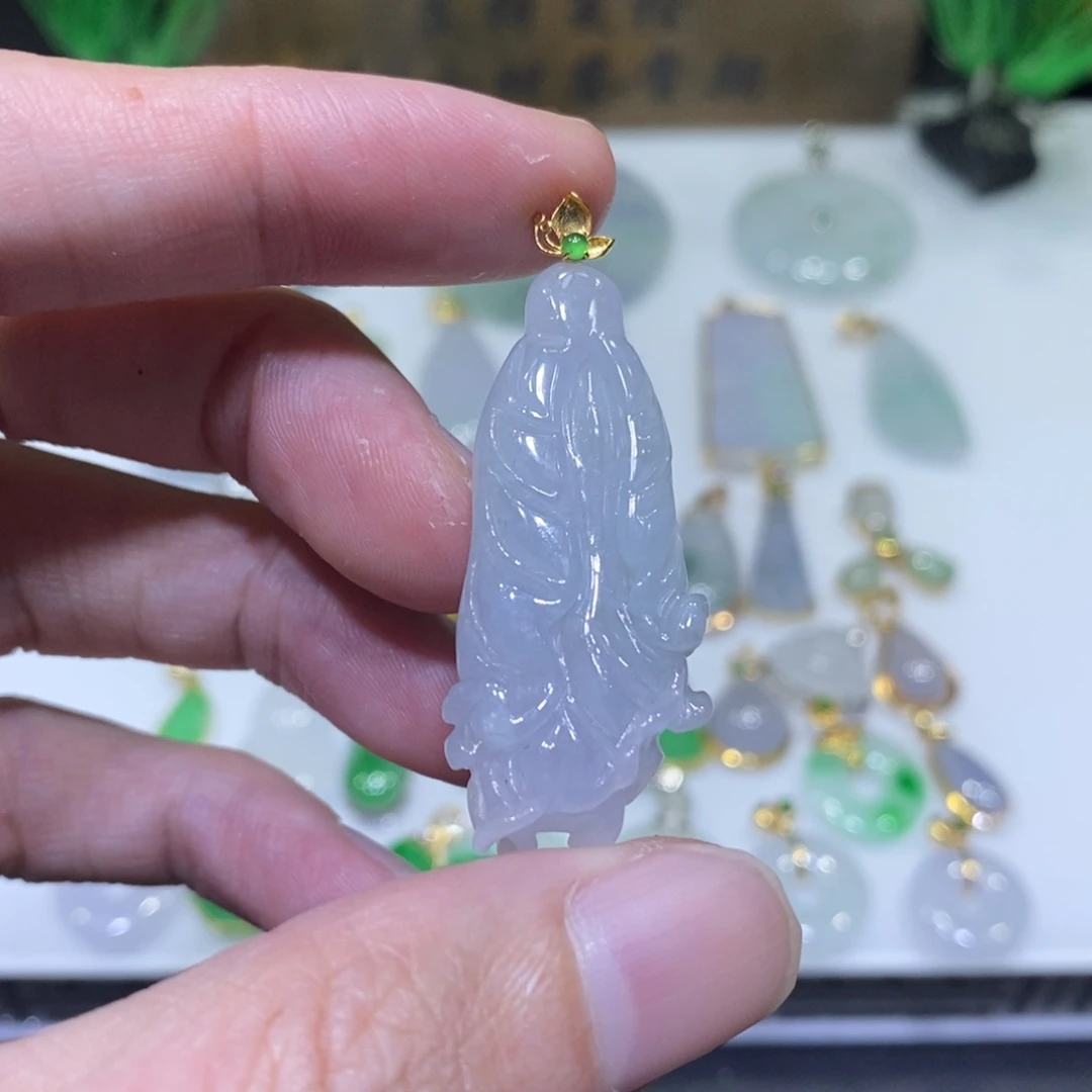 翡翠18K金镶嵌吊坠(不含链)