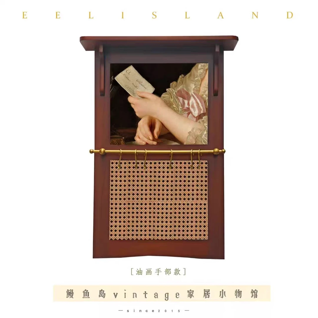 原创法式中古复古油画挂钩多功能电表箱卧室玄关实木衣帽黄铜挂钩