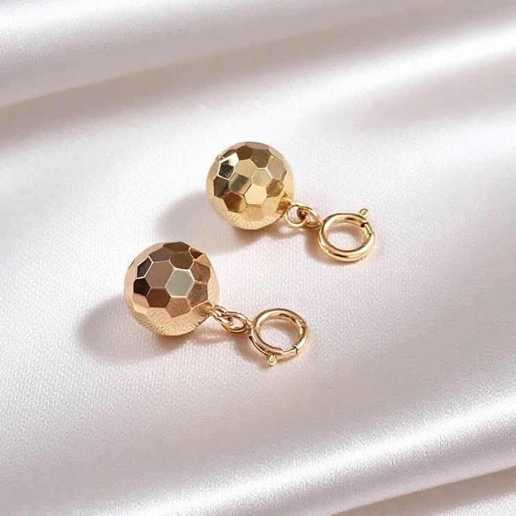 18k金镭射小金球万能扣彩金小吊坠小提溜滴溜爆闪蹦迪百搭真金INS