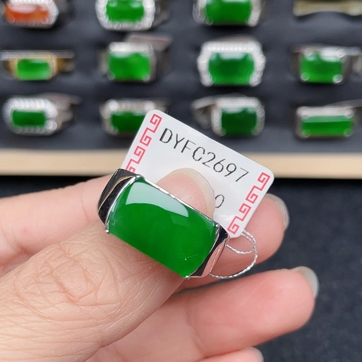 翡翠戒指银S925镶嵌遠**?编号2697没运费险