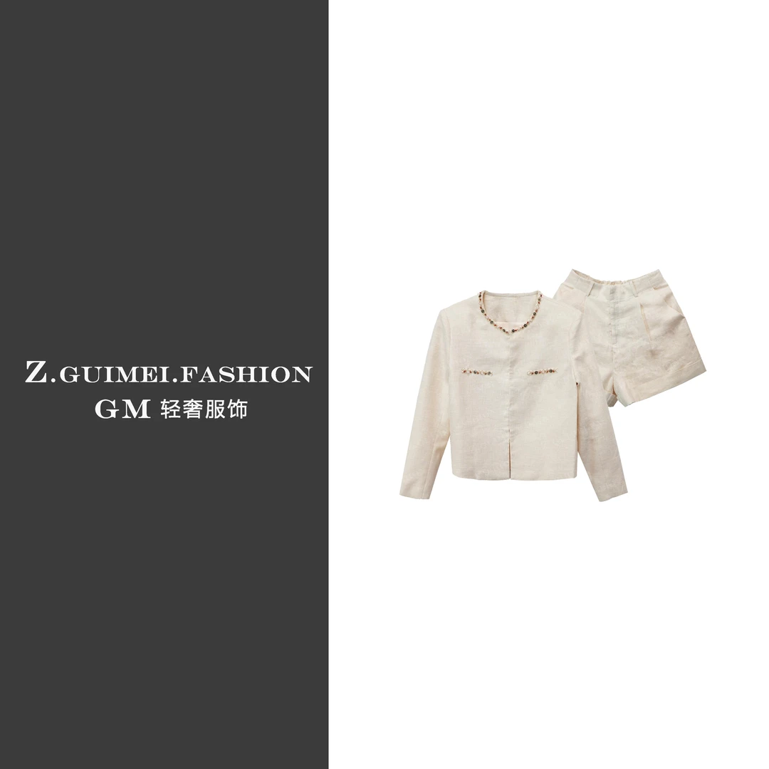 【肆姐高定】纯色亚麻钉珠浮光森林套装XY2449