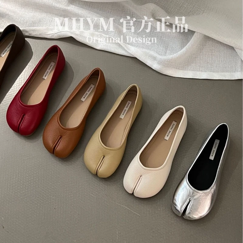 2025年新款夏季软底豆豆鞋浅口一脚蹬分趾猪蹄鞋脚趾马蹄平底单鞋