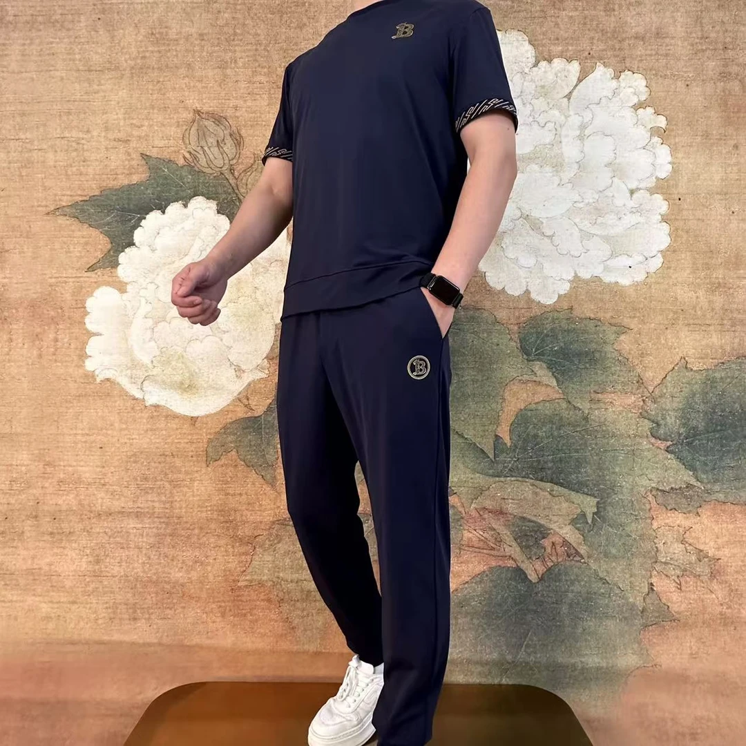 A10冰丝套装简约运动套装时尚潮流超薄【短袖+裤子】两件套