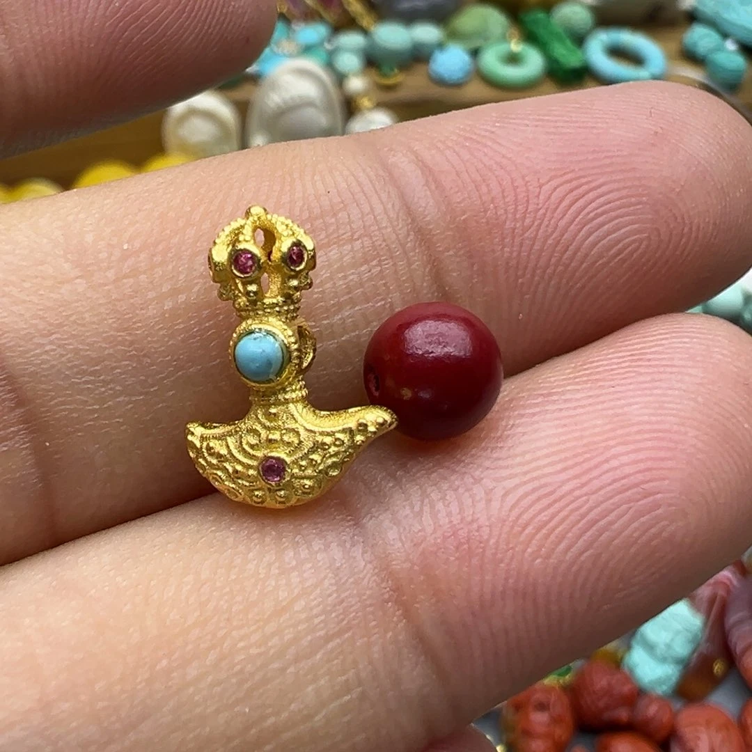 南红玛瑙颈饰银S925镀金镶嵌