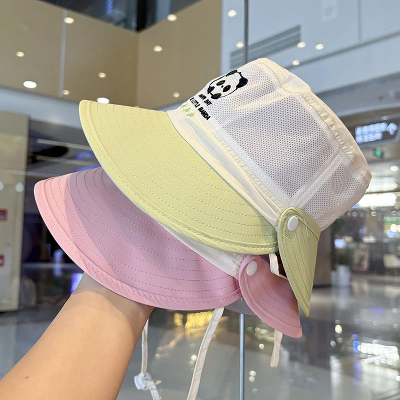 儿童护脖遮阳帽夏季宝宝网眼透气防晒渔夫帽男女童大檐披肩太阳帽