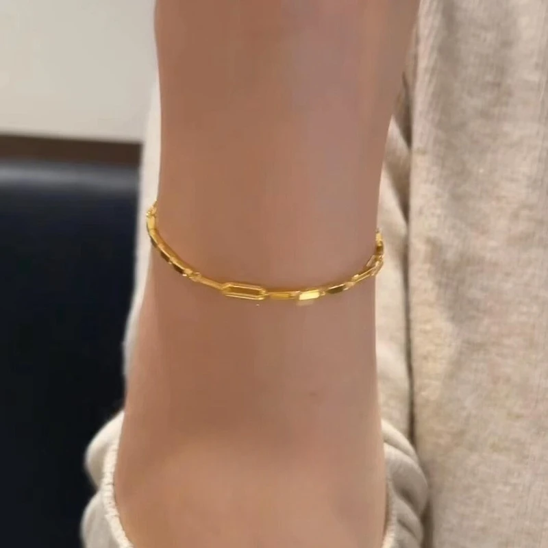 卡柒 铜合金手链 爆闪金色几何小方块手链轻奢小众高级清冷感手饰