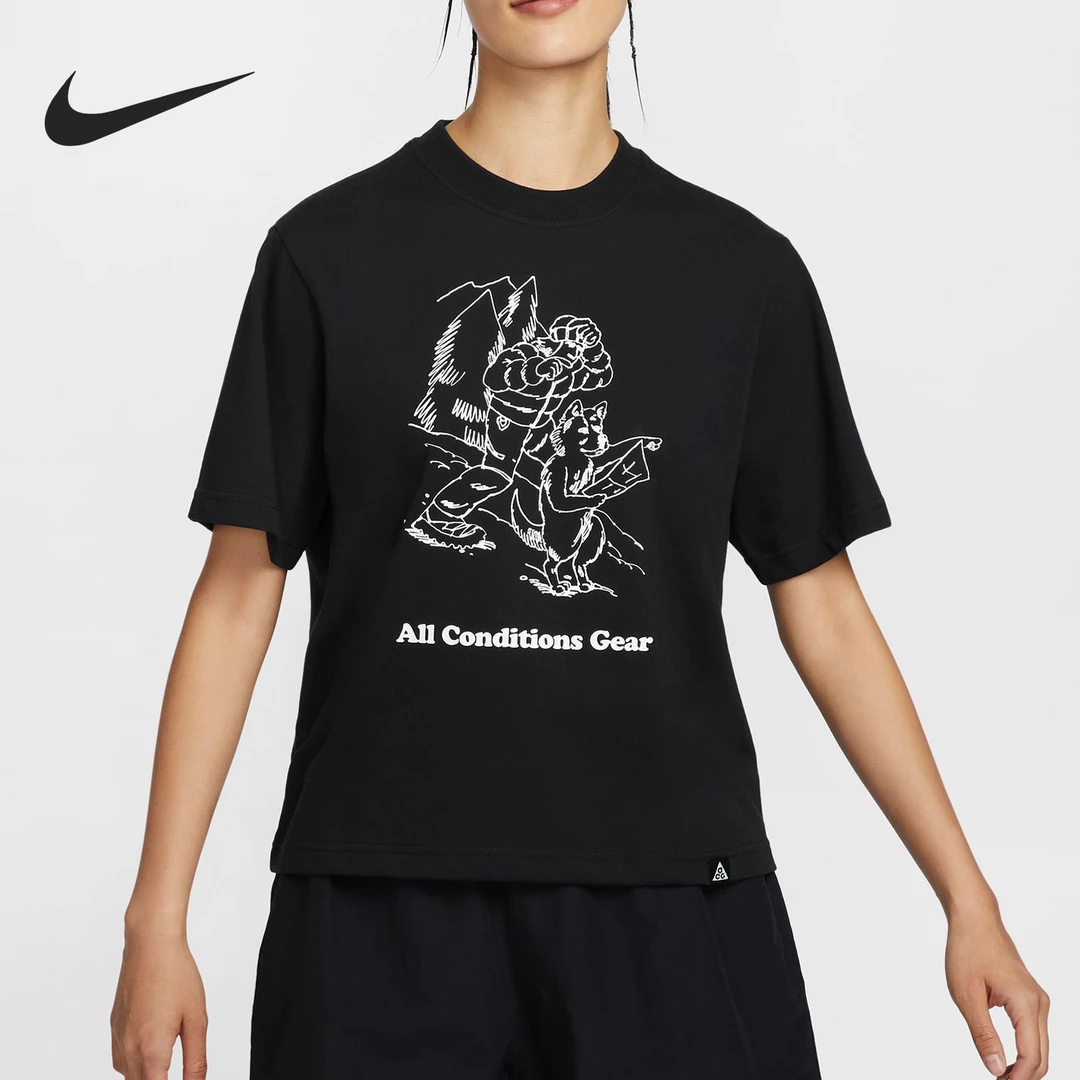 Nike/耐克正品2024新款女士时尚印花简约短袖T恤FV7326-010