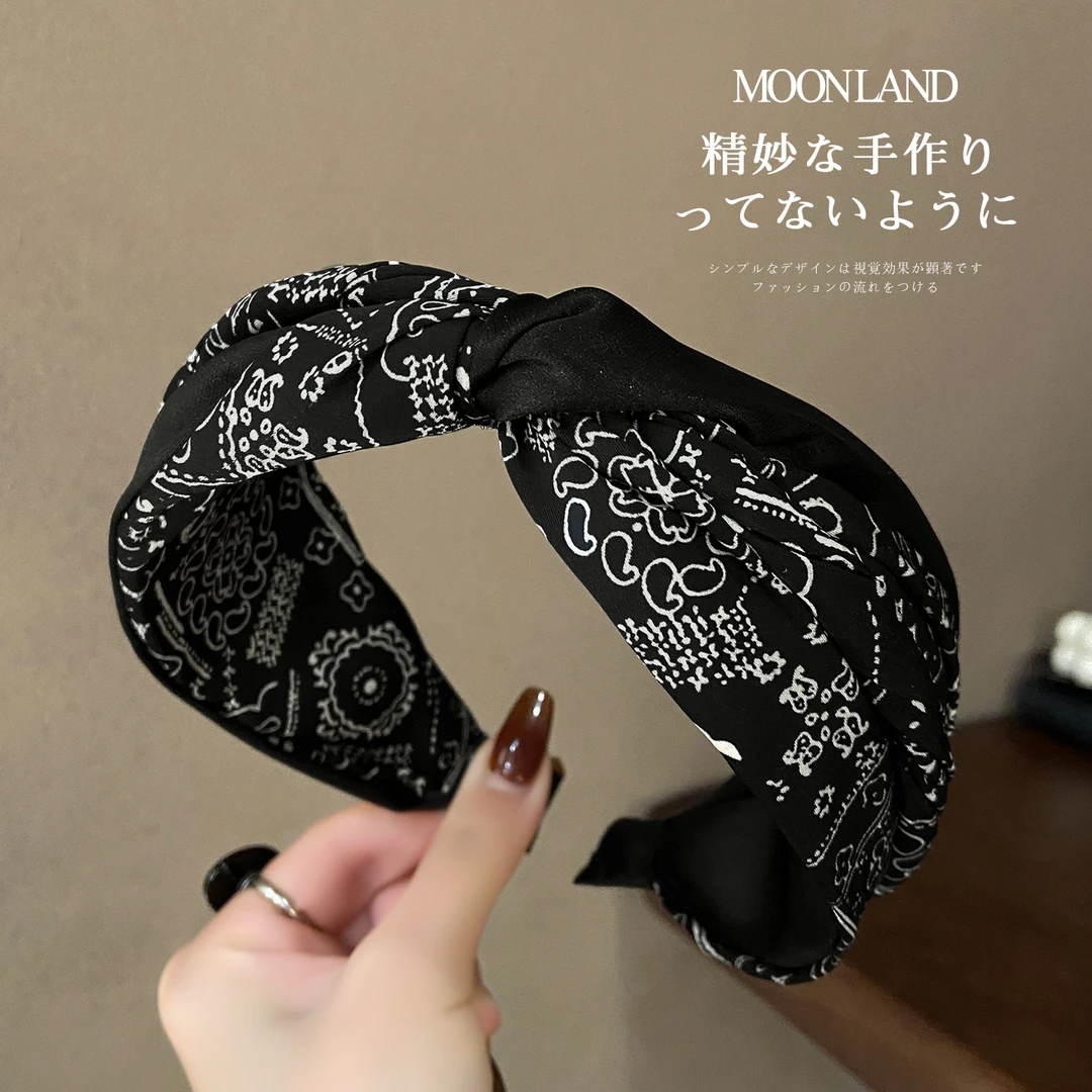 复古打结碎花发箍高级感宽边发卡高颅顶显脸小发捆洗脸头箍头饰女