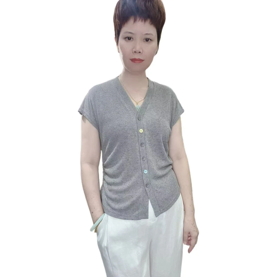 夏季新款女装短袖V领减龄T恤上衣