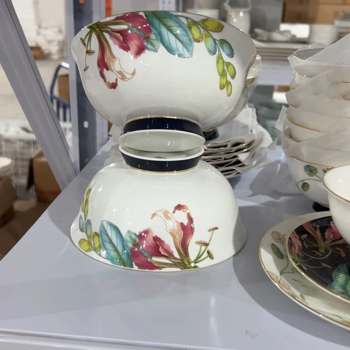 瓷热带雨林六寸面碗三个