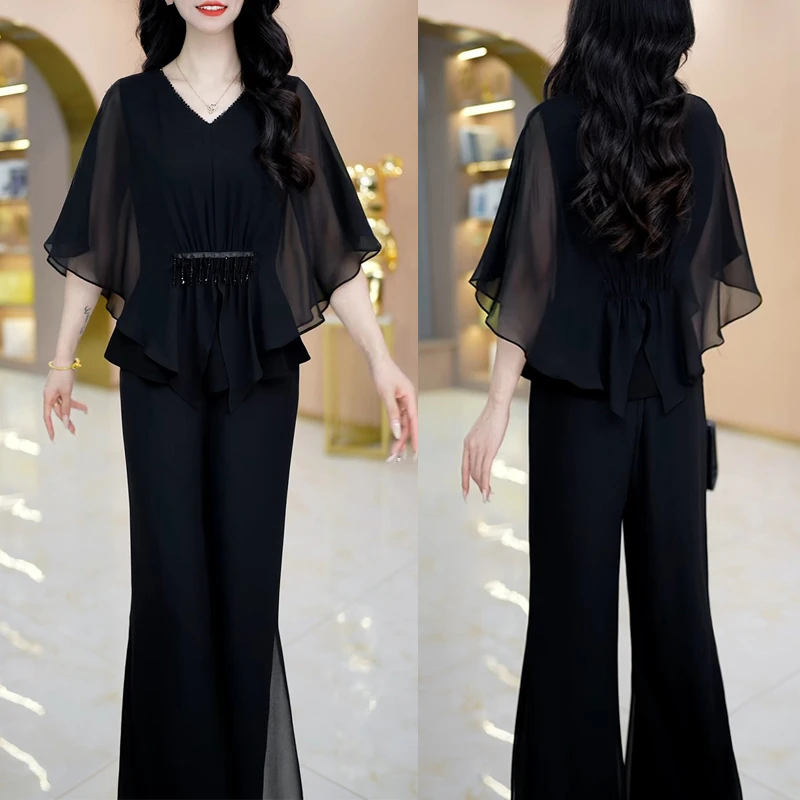 【上衣+裤子】优雅气质时尚大气减龄休闲收腰显瘦套裤M-4XL-25504