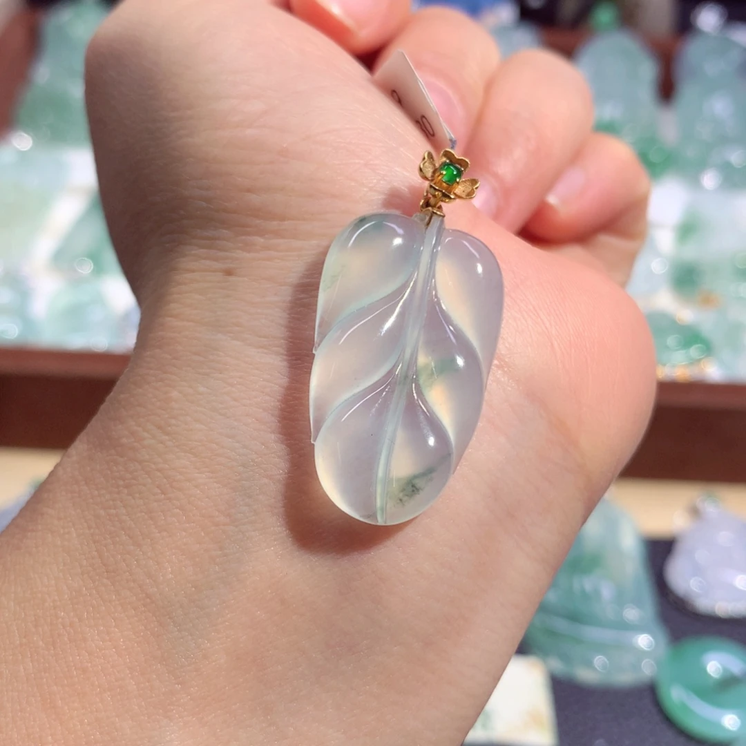 吊坠(不含链)18K金镶嵌翡翠