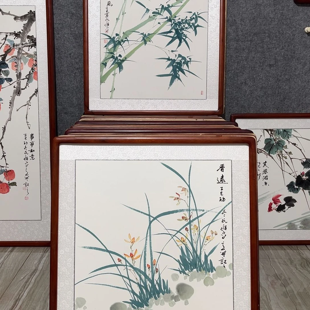 国画书画作品带框63×63