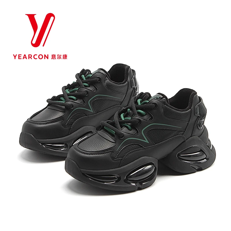 意尔康女鞋冬季老爹鞋厚底运动休闲鞋增高鞋舒适轻便48616R