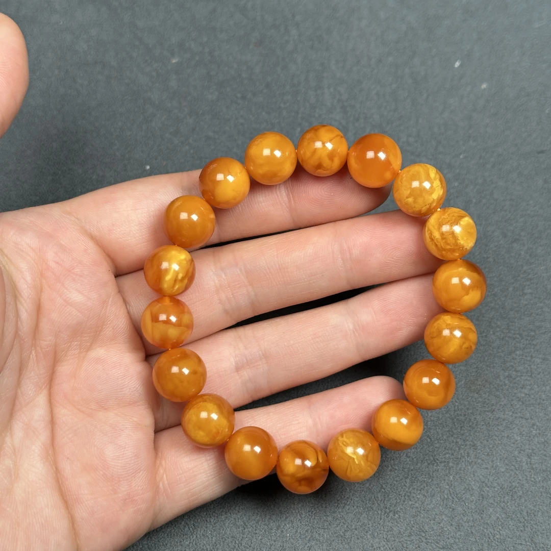 M4900天然原矿蜜蜡 老蜡单圈 10.8mm 抖音基地质检发货