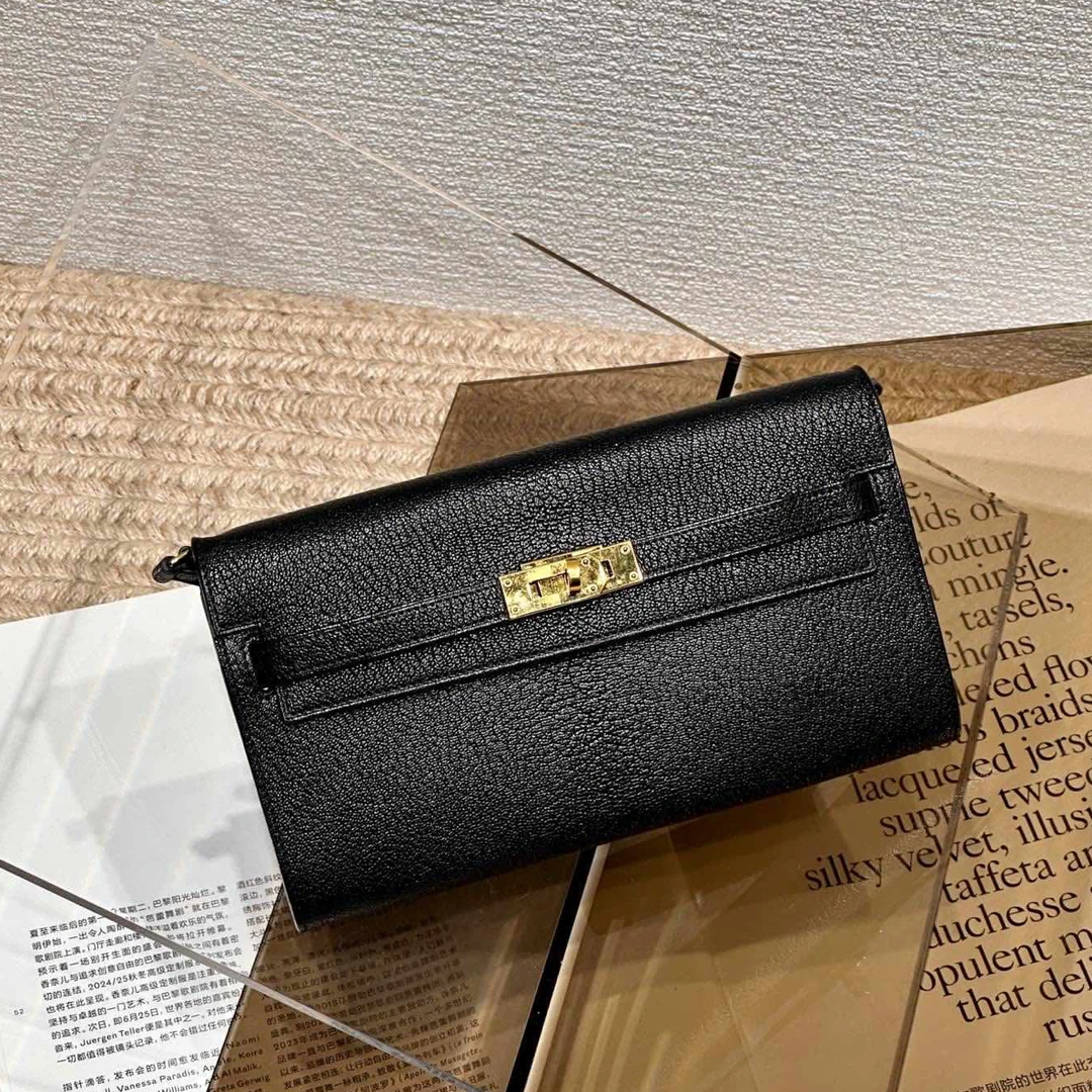 99新 Hermes/爱马仕 黑色金扣kelly to go Z刻单肩斜挎包