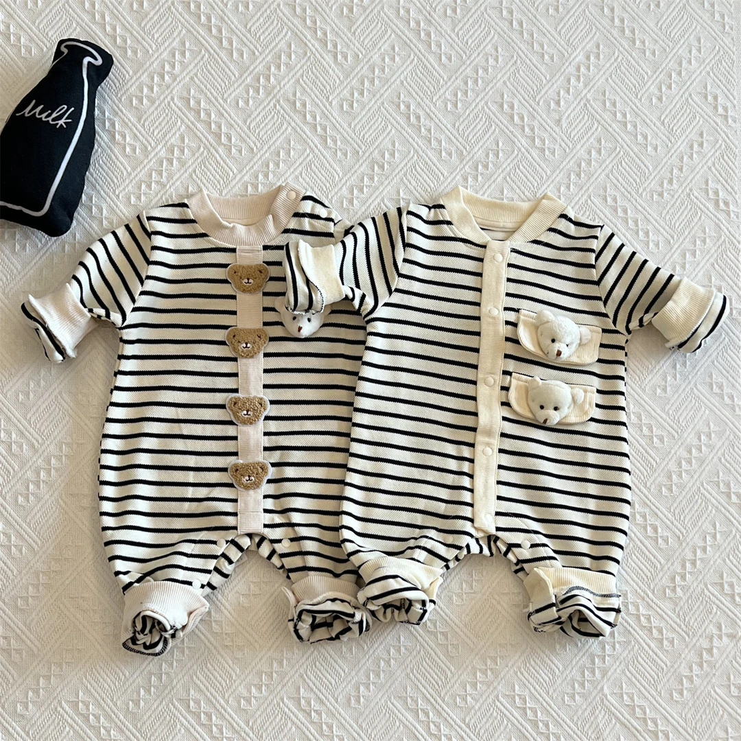 秋装新款ins婴儿连体衣超萌男女宝宝衣服长袖哈衣爬服6个月春秋季