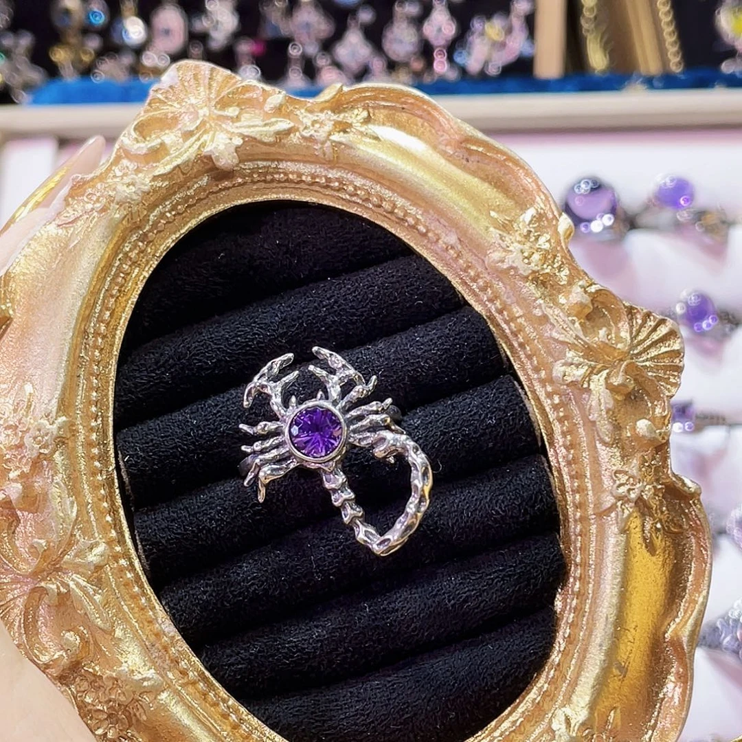 925银紫水蝎子银戒指