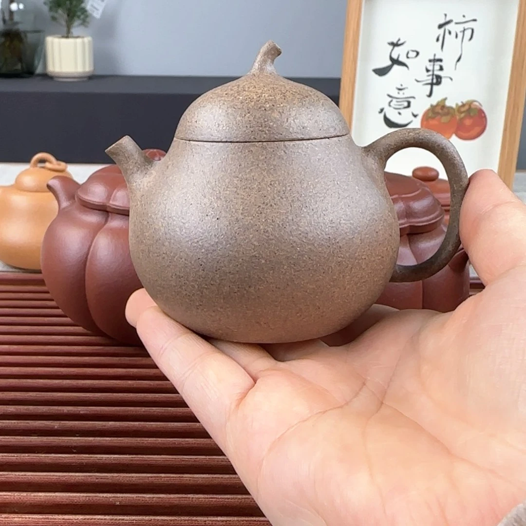 紫砂茶壶微瑕茄瓜青降坡