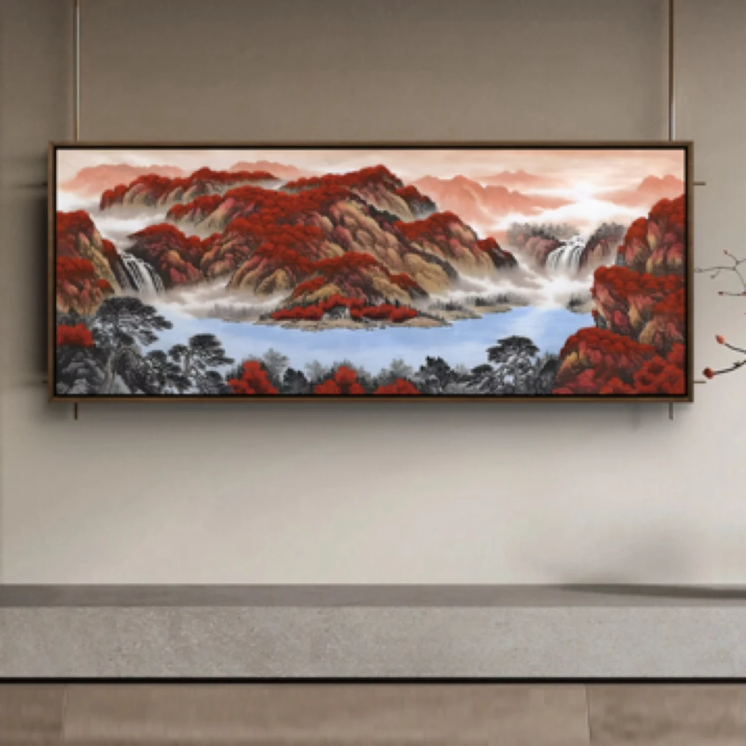 手绘山水国画鸿运图画芯180×70㎝
