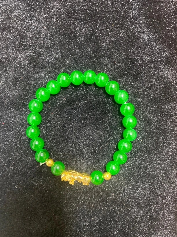 满绿貔貅单圈玉手串6518