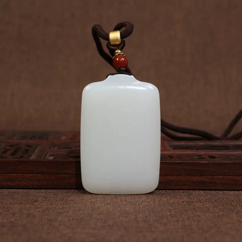 50.8g和田玉羊脂白玉平安无事牌牌子挂件男女款无结构细腻保真