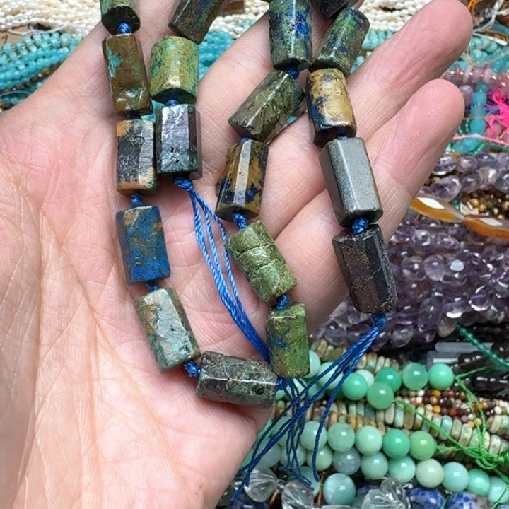合金玛瑙/玉髓珠宝半成品一条8x14mm凤凰松桶珠