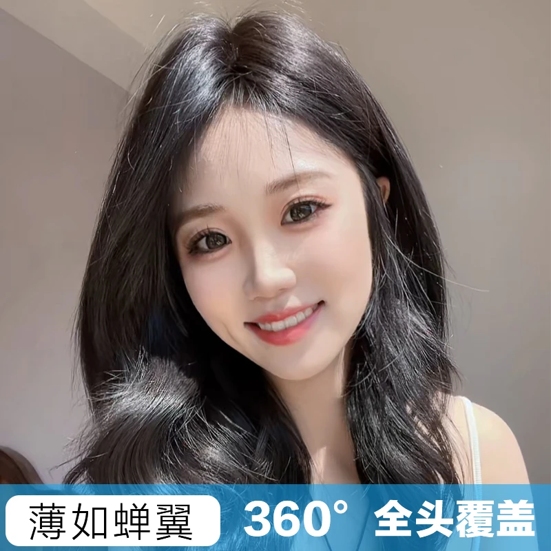 新款大蝉翼真人发补发片9*14后脑勺大面积补发蓬松颅顶盖白发假发