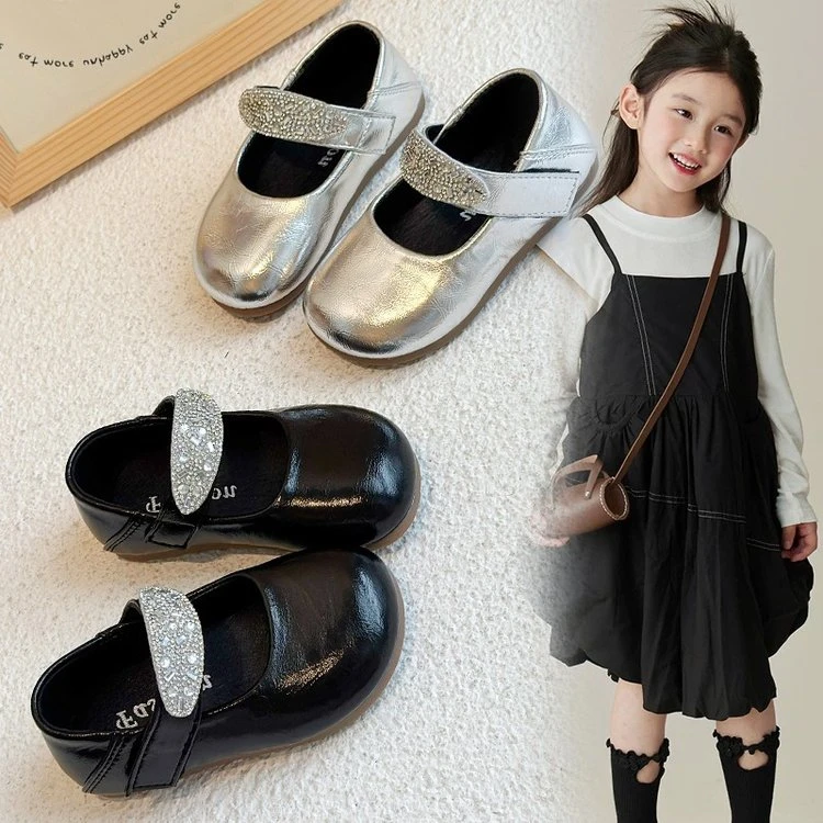 女童公主皮鞋2025秋季百搭韩版儿童单鞋小女孩亮钻软底演出鞋5030