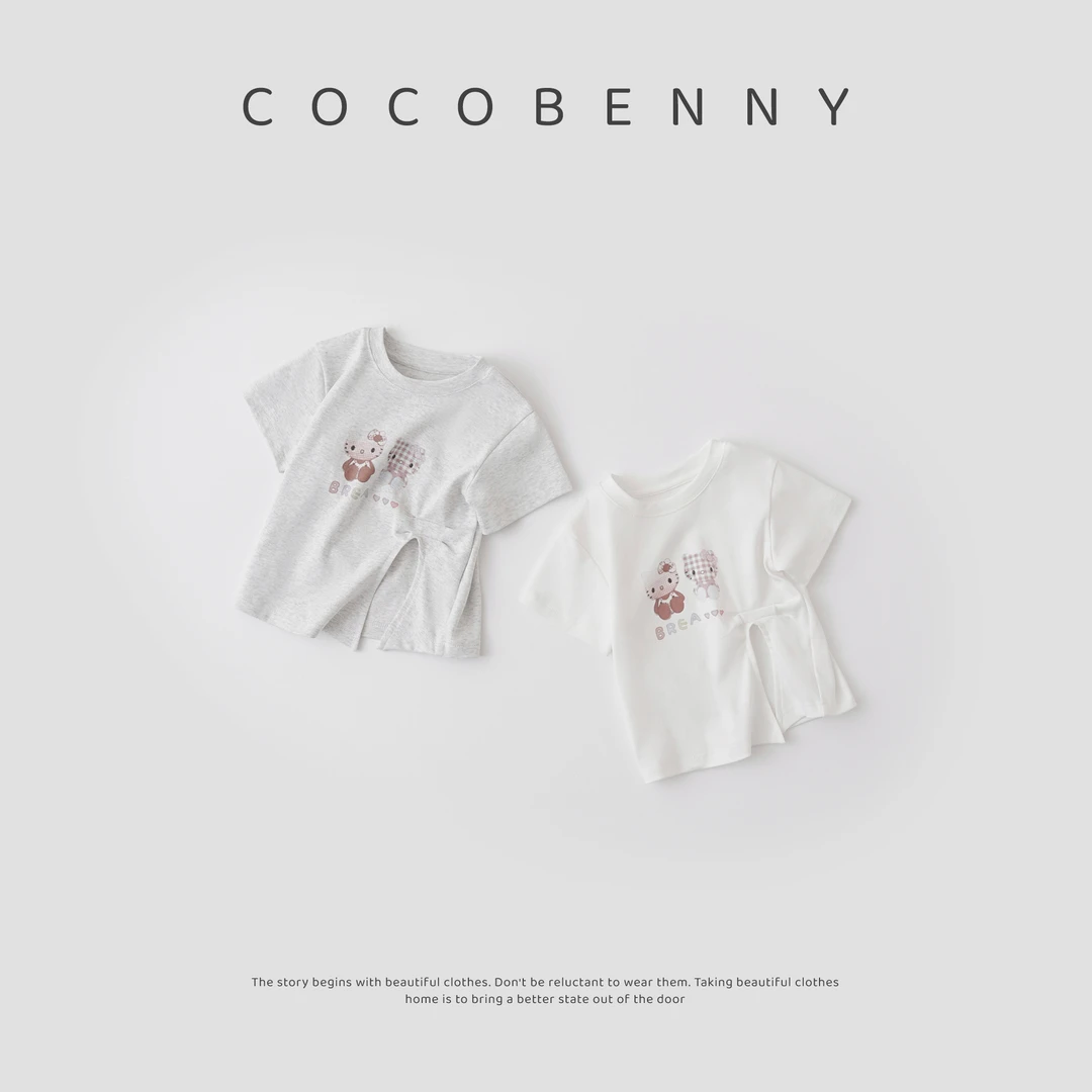 COCOBENNY女童夏季新款短袖t恤卡通夏装女小童圆领宝宝上衣250726