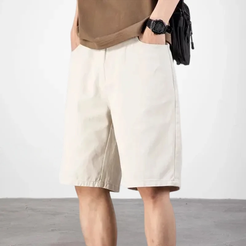 Cebrodz休闲短裤男宽松大码潮流简约高端纯棉直筒五分裤男士时尚