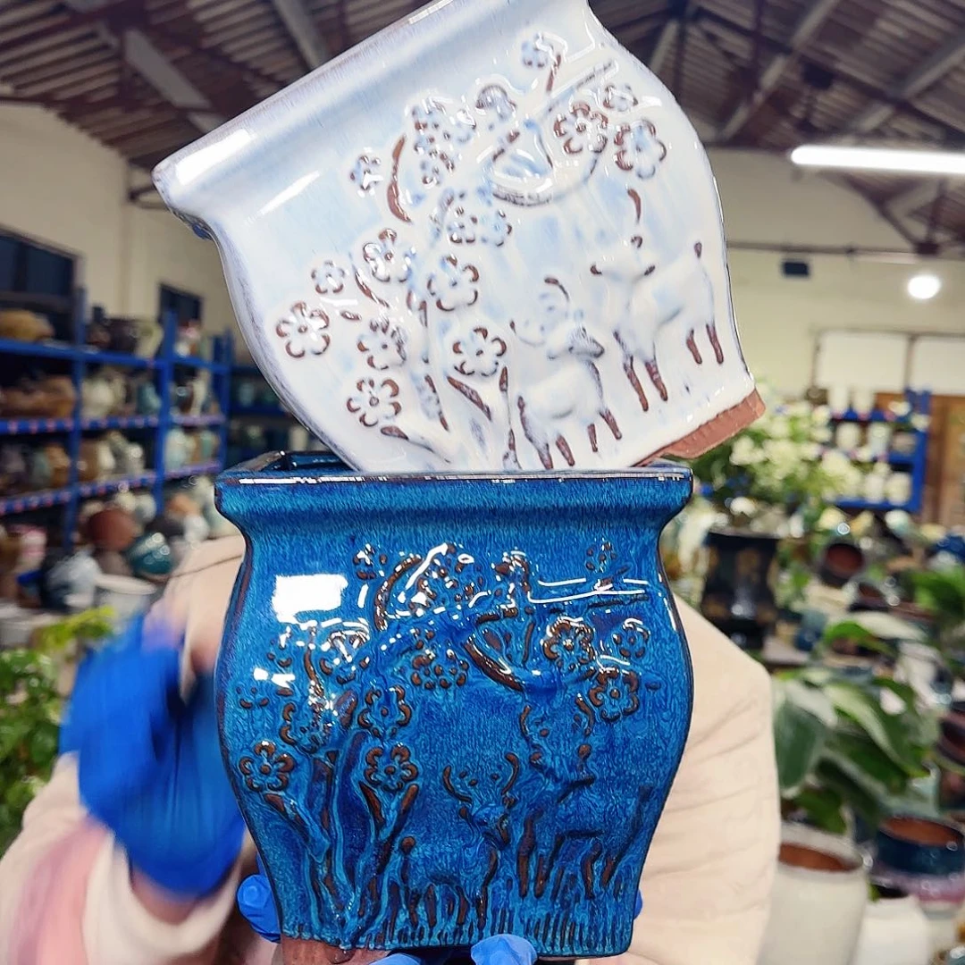 紫砂花盆高17口16