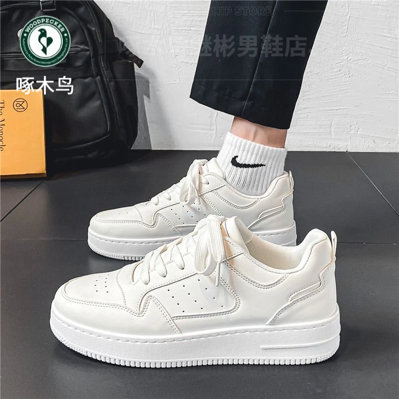 啄木鸟2025新款春季男士小白鞋透气休闲板鞋运动潮鞋低帮跑步鞋子