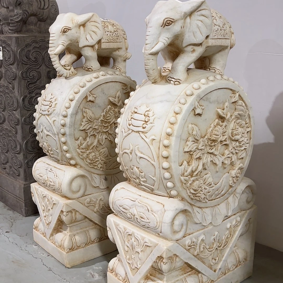 石材摆件一对，80.不包邮