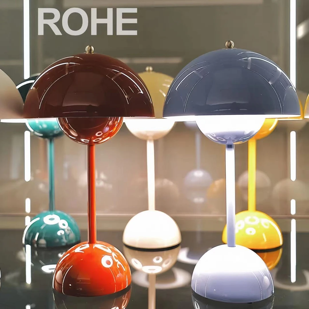 花苞灯卧室床头灯长明喜灯结婚陪嫁新婚房台灯一对喜庆氛围蘑菇灯