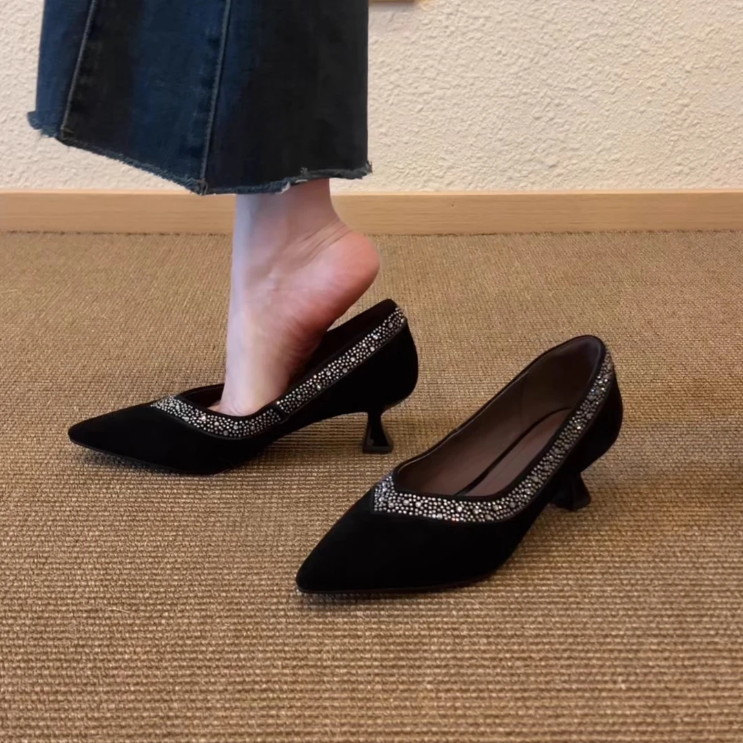 Pokoy-5cm单鞋浅口女一字扣尖头舒适外穿一脚蹬