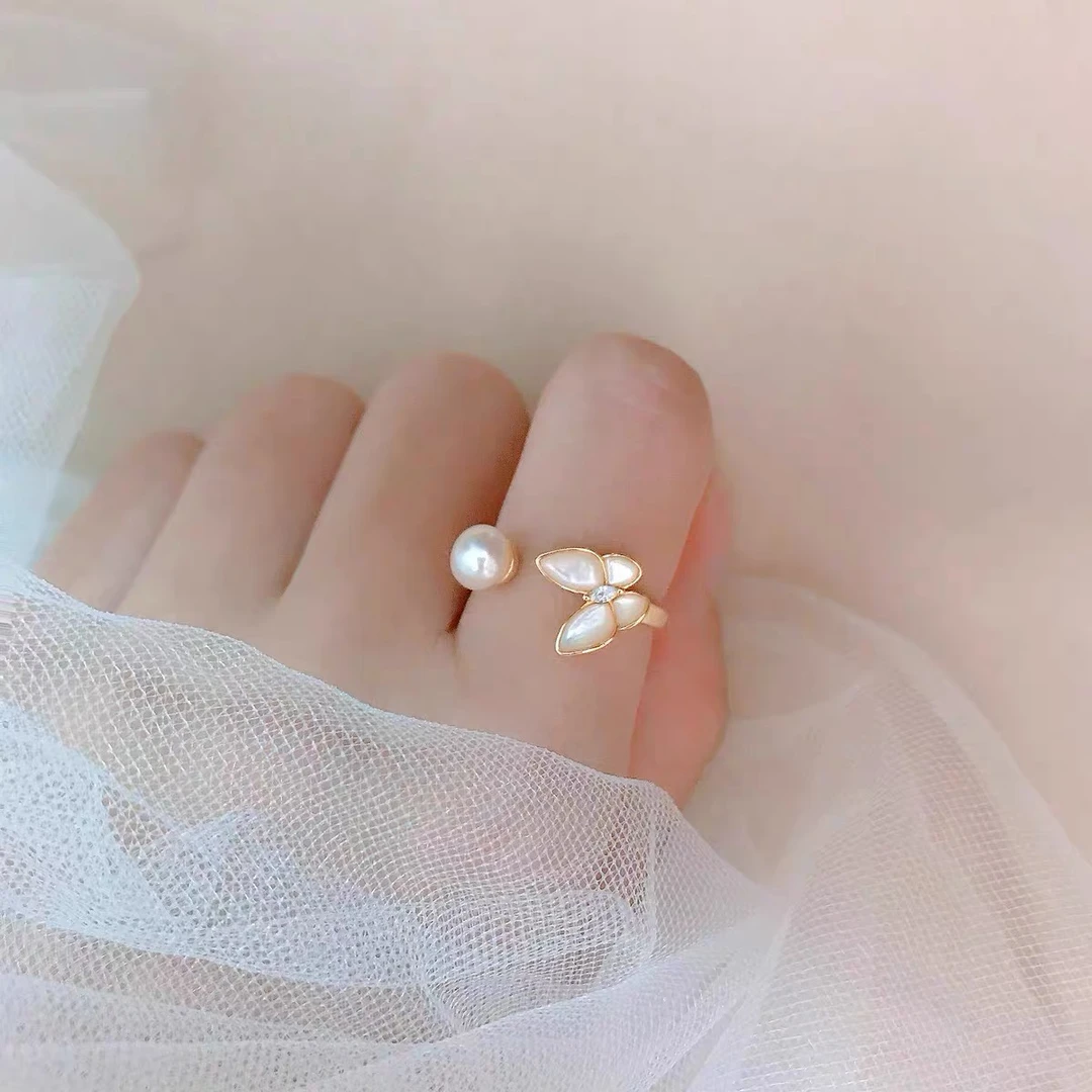 合金戒指 蝴蝶戒指女可调节时尚气质百搭简约设计感手饰J6101