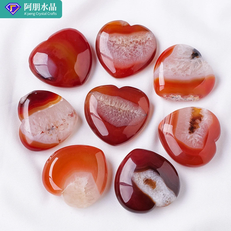 天然红水晶洞心形摆件原石把玩件家居客厅卧室情侣礼物