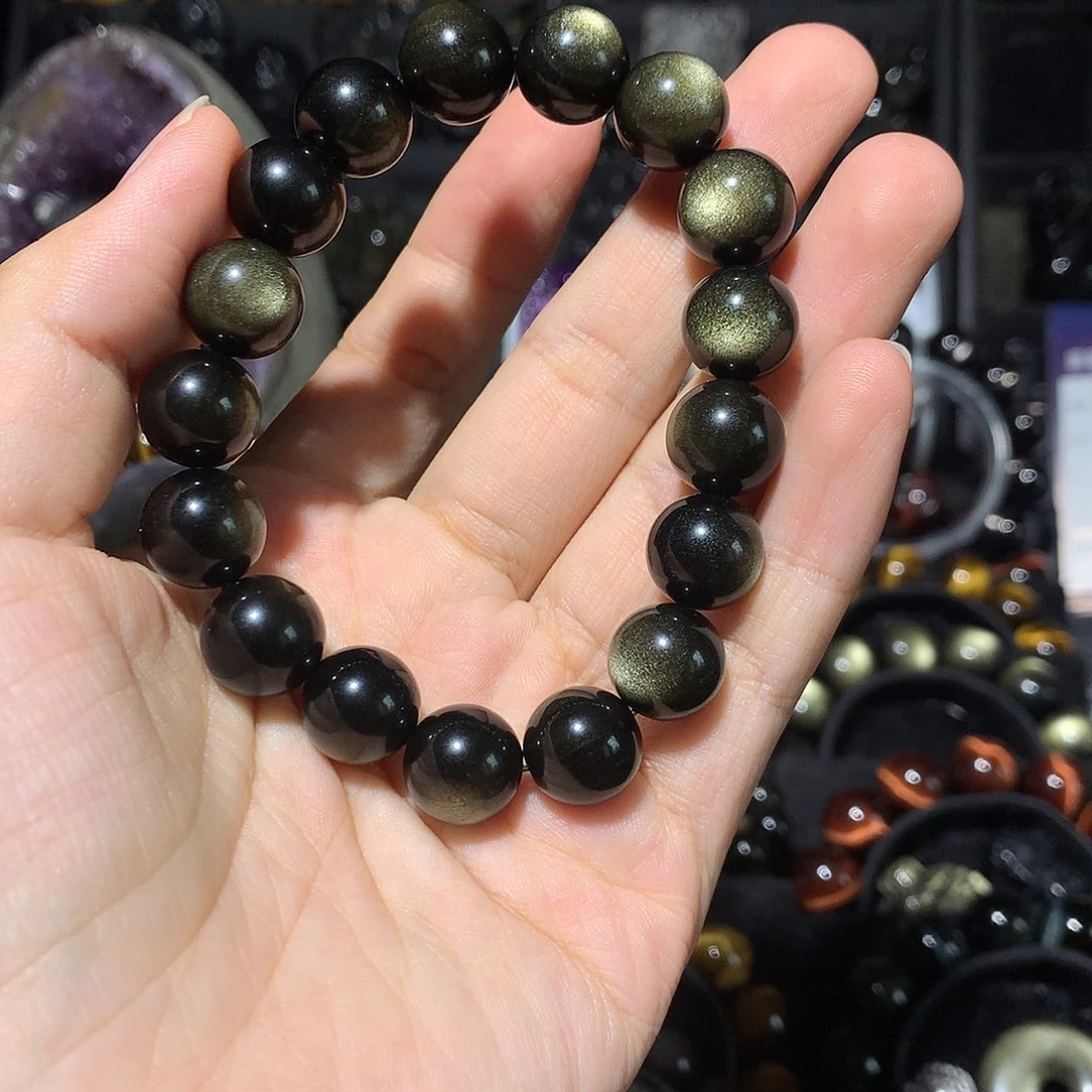 黑曜岩未镶嵌手链?*雪