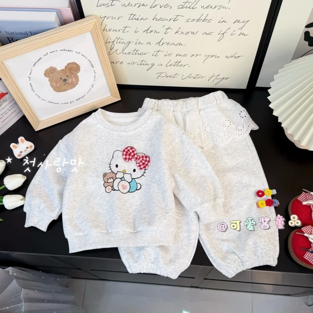 2025秋季新款韩版儿童女童卫衣宝宝时尚卫衣裤子套装亲子装