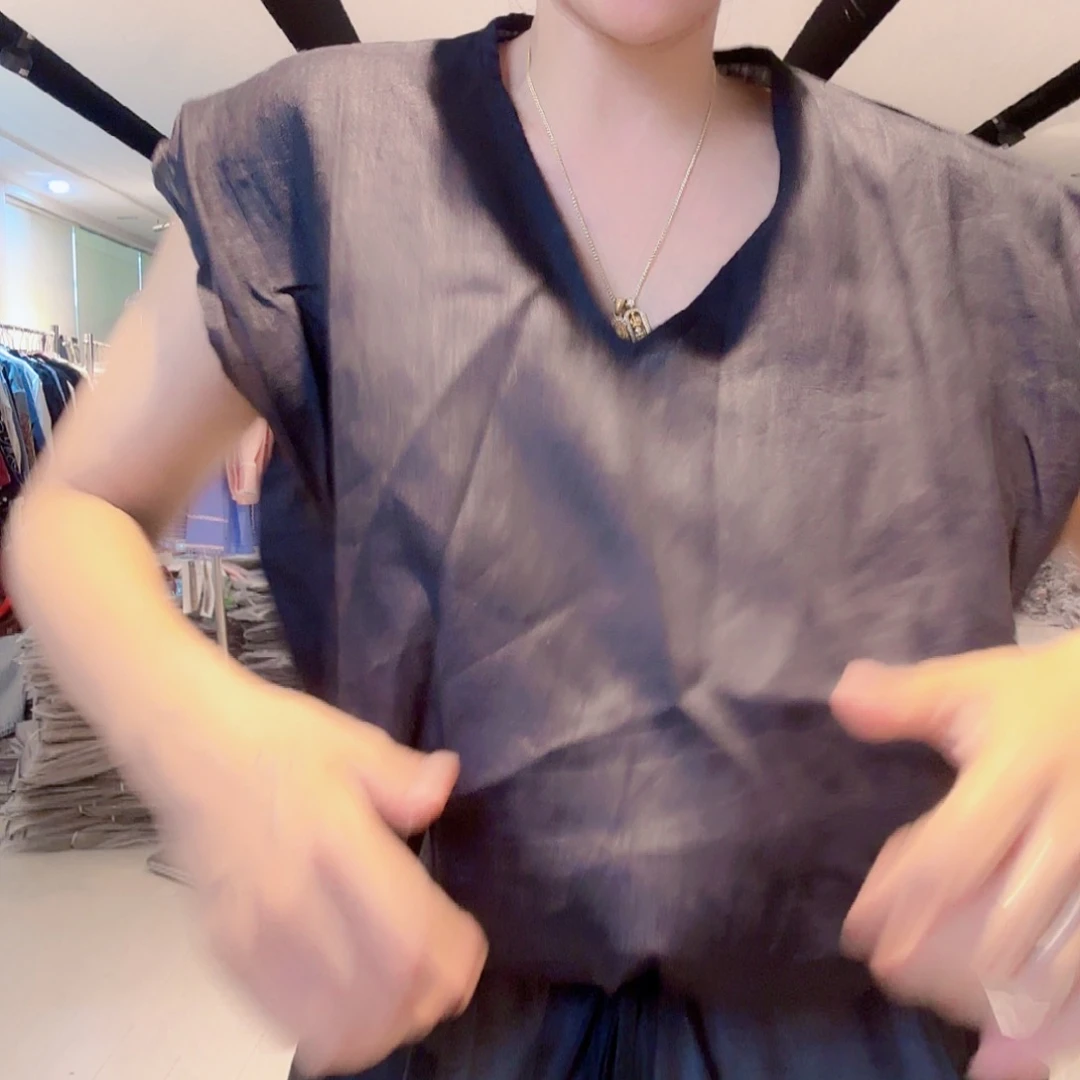 里安家亚麻黑色上衣