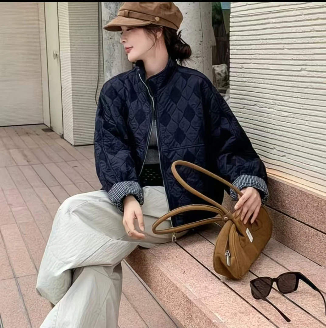 高端时尚休闲格子短外套女2025秋季新款洋气小个子宽松夹克上衣潮