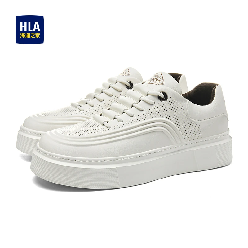 HLA/海澜之家男鞋2025秋季百搭帅气增高小白鞋舒适轻便软底休闲鞋