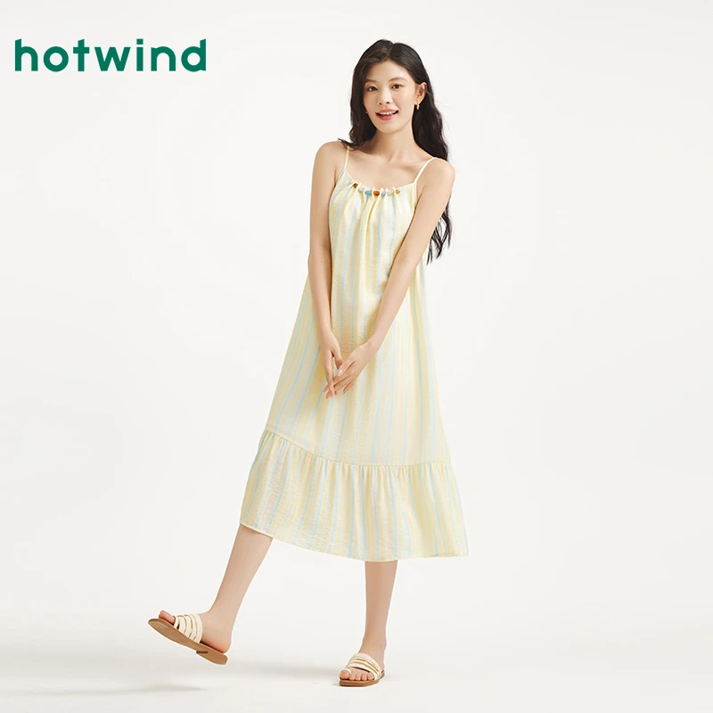 热风2025年夏季新款女士度假风吊带裙F19W25232