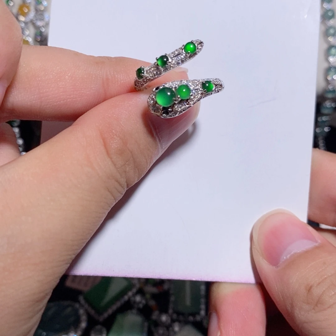 翡翠戒指银S925镶嵌k k k k