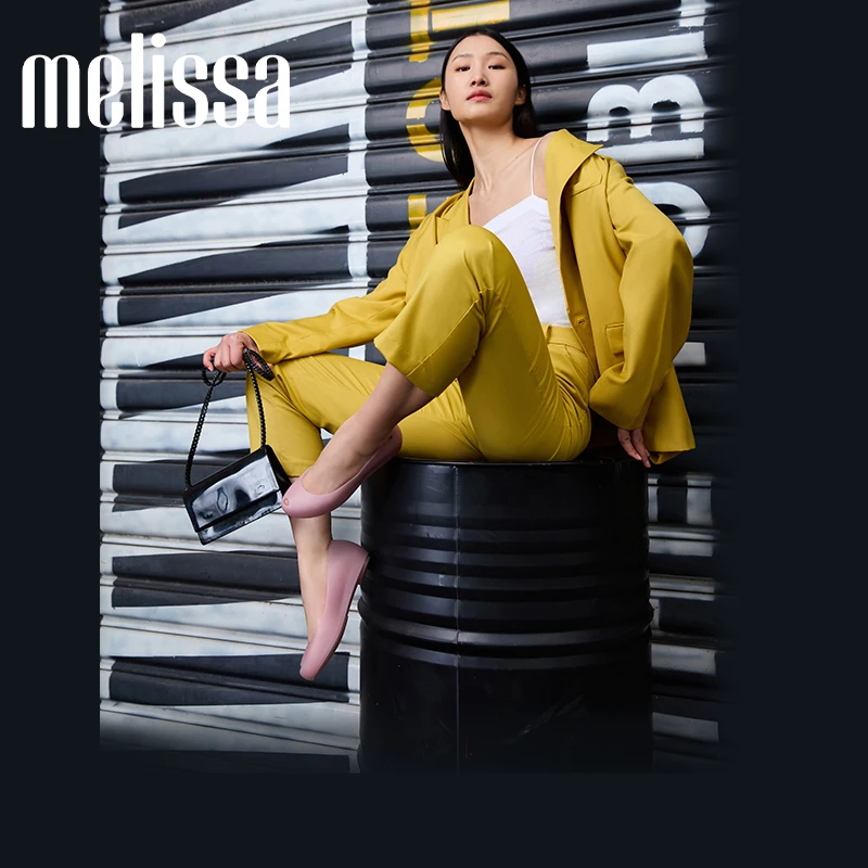 Melissa梅丽莎圆头鱼嘴纯色平底时尚一脚蹬休闲女士单鞋32938