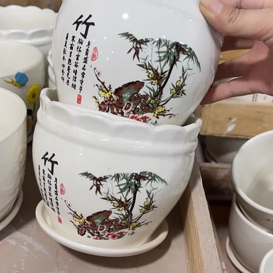 多肉绿植陶瓷花盆9.9包邮，有孔