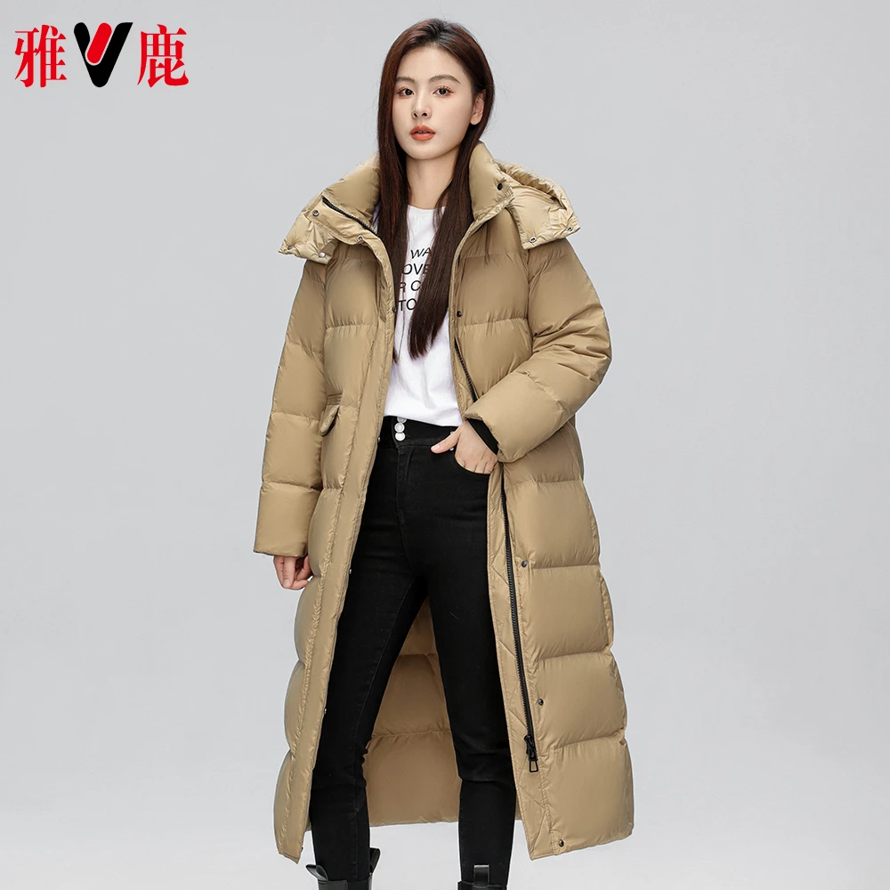 YH501X16470时尚韩版刺绣羽绒服女长款过膝加厚高品质羽绒服