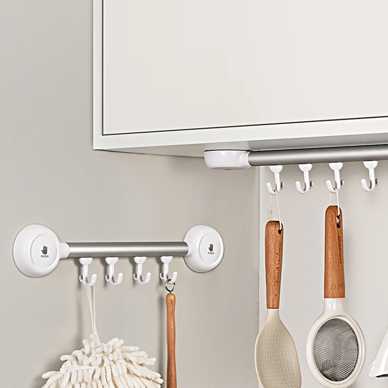 deHub免打孔挂钩厨房锅铲排钩神器壁具置物架刀架连排勺子收纳架